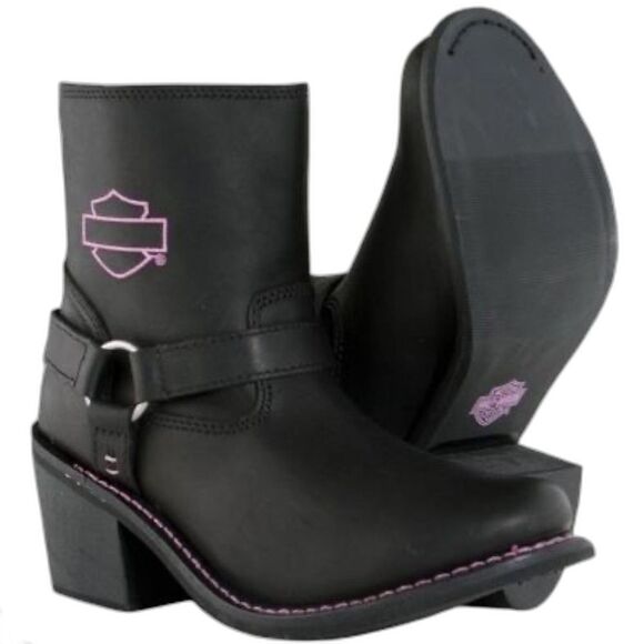 Harley Davidson Black‎ Leather Motorcycle Boots 9 - Picture 1 of 16